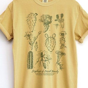 Cactus and flowers Botanical Tshirt, Cactus Encyclopedia Line art Shirt, Plant Tshirt, Desert Wildflowers tee, Vintage style cacti art