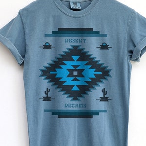 Santa Fe Style T-Shirt, Desert Dreams, Southwest Diamond Design, Aztec Tshirt, Cowgirl Comfort Colors Western BOHO Fashion Tee