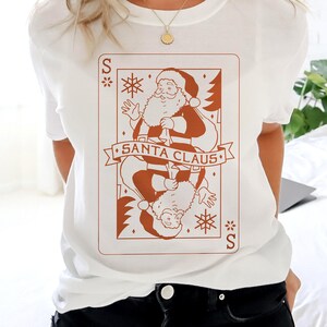 Camisa de cartão de jogo do Papai Noel, camiseta do Papai Noel, camisa fofa de Natal, camiseta legal de Natal, camisa feminina de Natal, camisa masculina de Natal