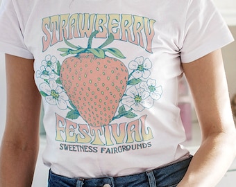Super cute Strawberry Festival Shirt, Strawberry Festival T-shirt, Vintage style Strawberry T-shirt, Summer Vibes Shirt, fruit Shirt