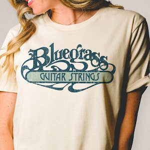 Bluegrass Music Shirt, Bluegrass Guitar Strings Retro Graphic Tshirt, Bluegrass Music Tee, For Him or Her