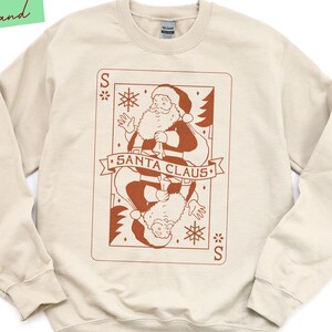 Sudadera de cartas de Papá Noel, sudadera de naipes de Navidad, sudadera de Navidad, camisa estilo Santa Tarot Card, Papá Noel vintage