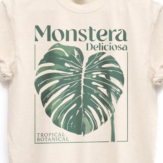 Monstera Shirt, Tropical Botanical T-Shirt, Plant Lovers T-Shirt, Plant Mom Gift, Summer Shirt, Monstera Deliciosa Trendy graphic, Beach Tee