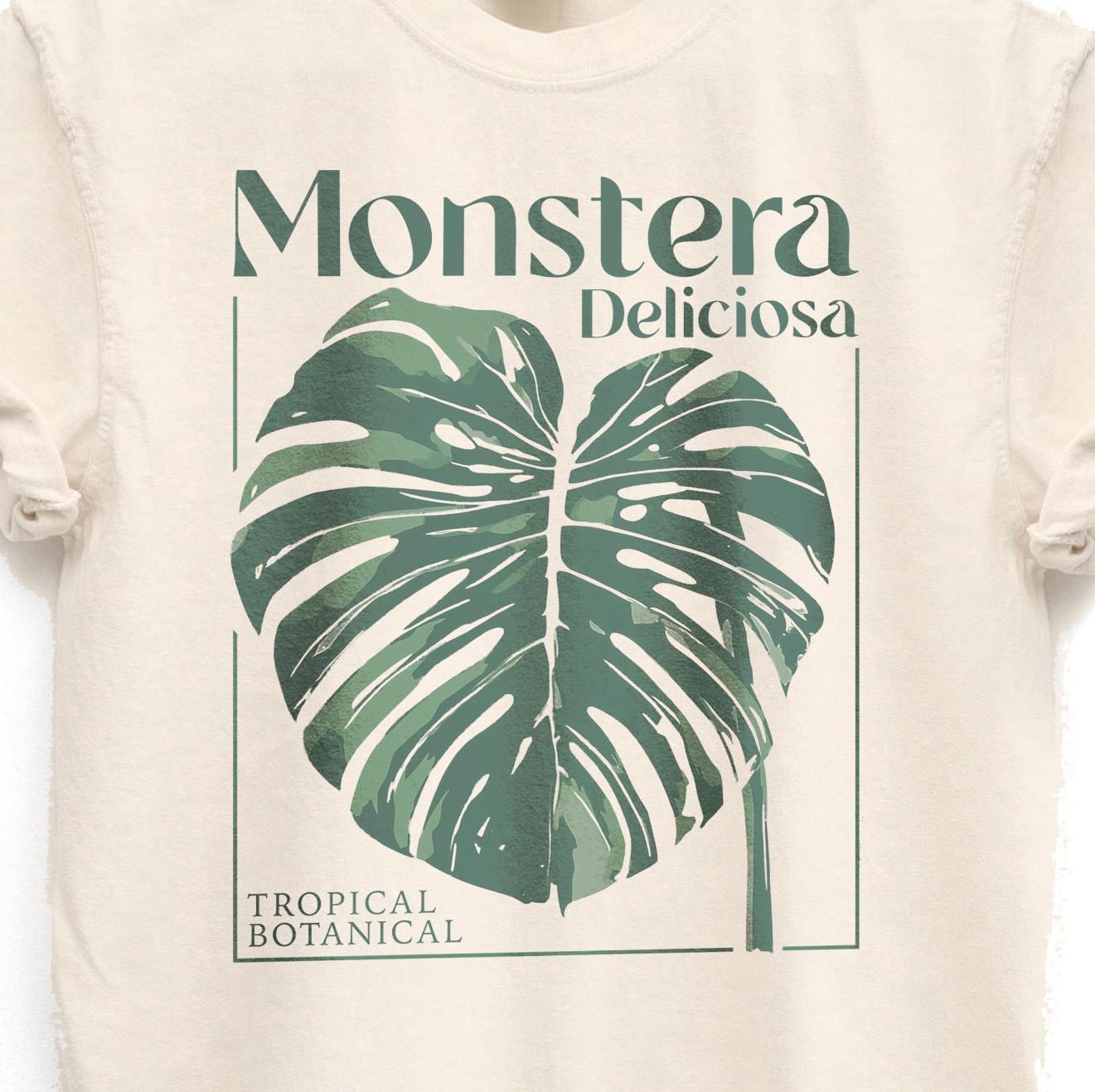 Monstera Shirt, Tropical Botanical T-Shirt, Plant Lovers T-Shirt, Plant Mom Gift, Summer Shirt, Monstera Deliciosa Trendy graphic, Beach Tee