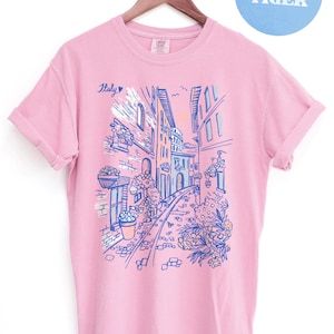 Italy Travel T-Shirt, Retro Italy Fashion tee, Hand Drawn graphic Tee, Casual Wear, Women's Gift, Italy Vacation Tee, Comfort Colors®