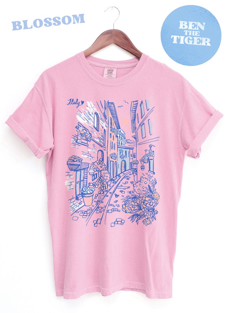 Italy Travel T-Shirt, Retro Italy Fashion tee, Hand Drawn graphic Tee, Casual Wear, Women's Gift, Italy Vacation Tee, Comfort Colors®
