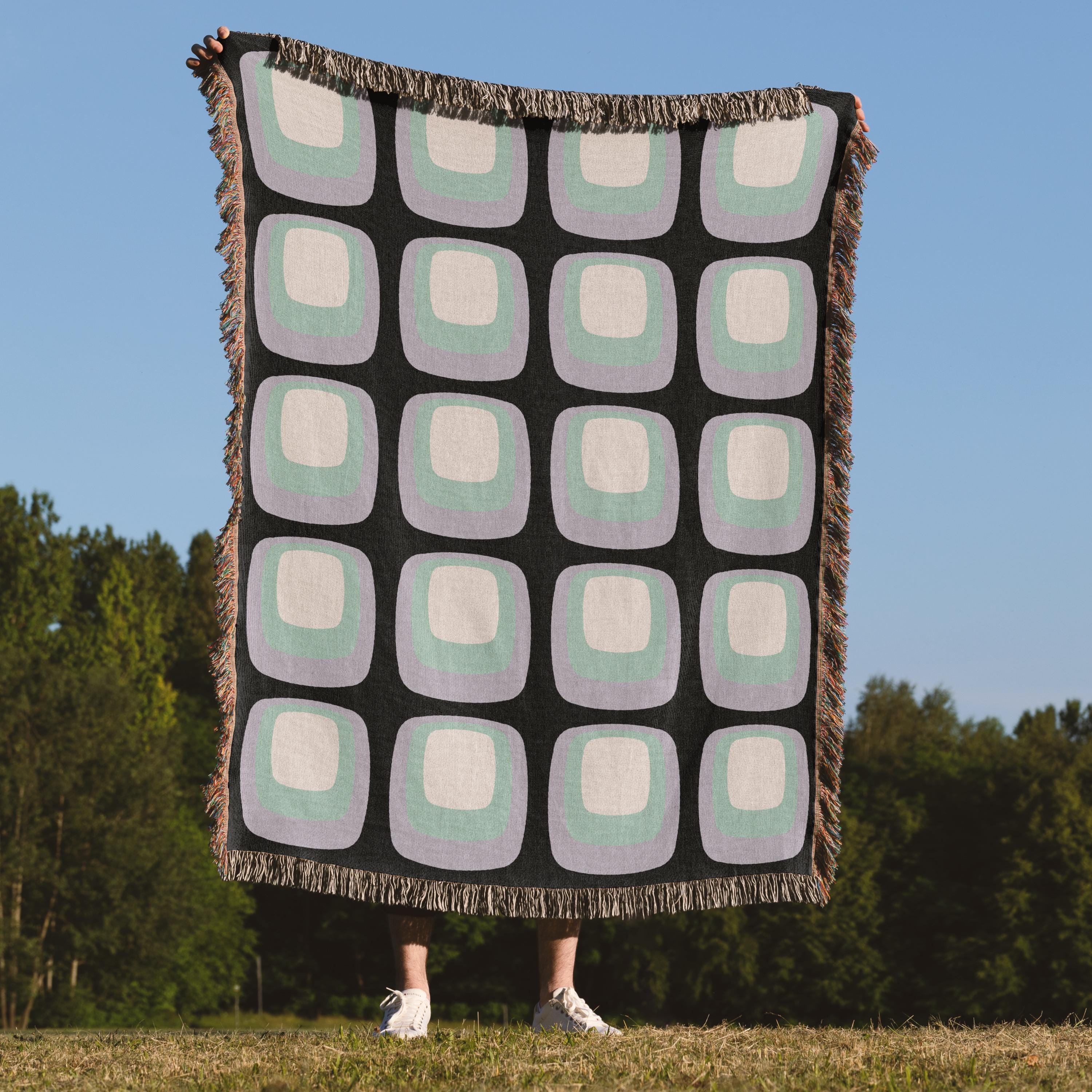 レトロモダン織りブランケット、ミッドセンチュリーモダンホーム