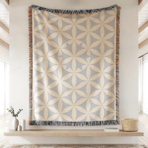 Flower of Life Sacred Geometry woven blanket, Flower of Life Pattern, High Frequency Home Decor, Geometric Throw Blanket, Spiritual Decor