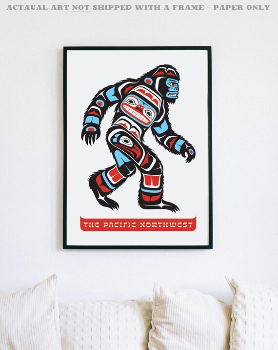 Pacific Northwest Bigfoot Art Print, Matte Vertical Sasquatch