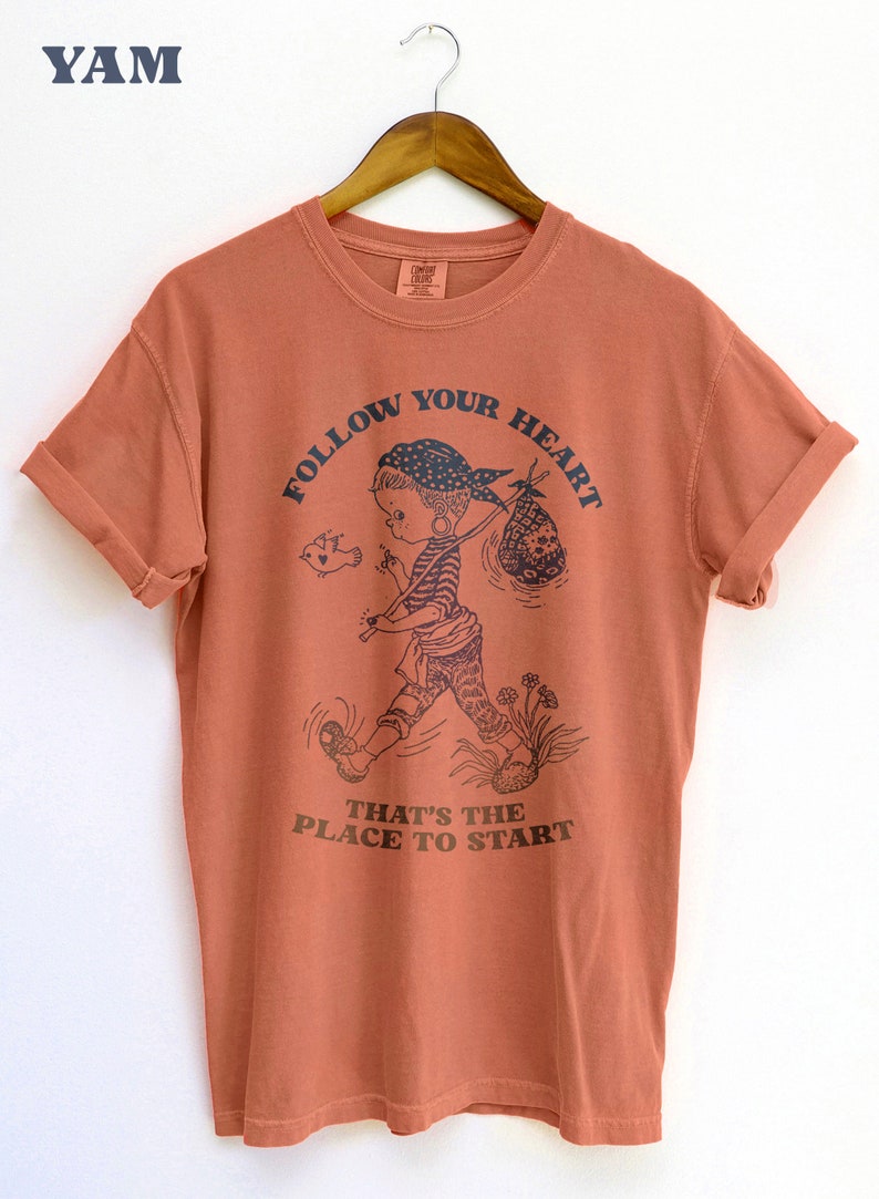 Follow Your Heart Nomad BOHO Shirt, Nomad Girl Positive Message T-shirt, Hippie Girl with Bird, Comfort Colors Festival Tee