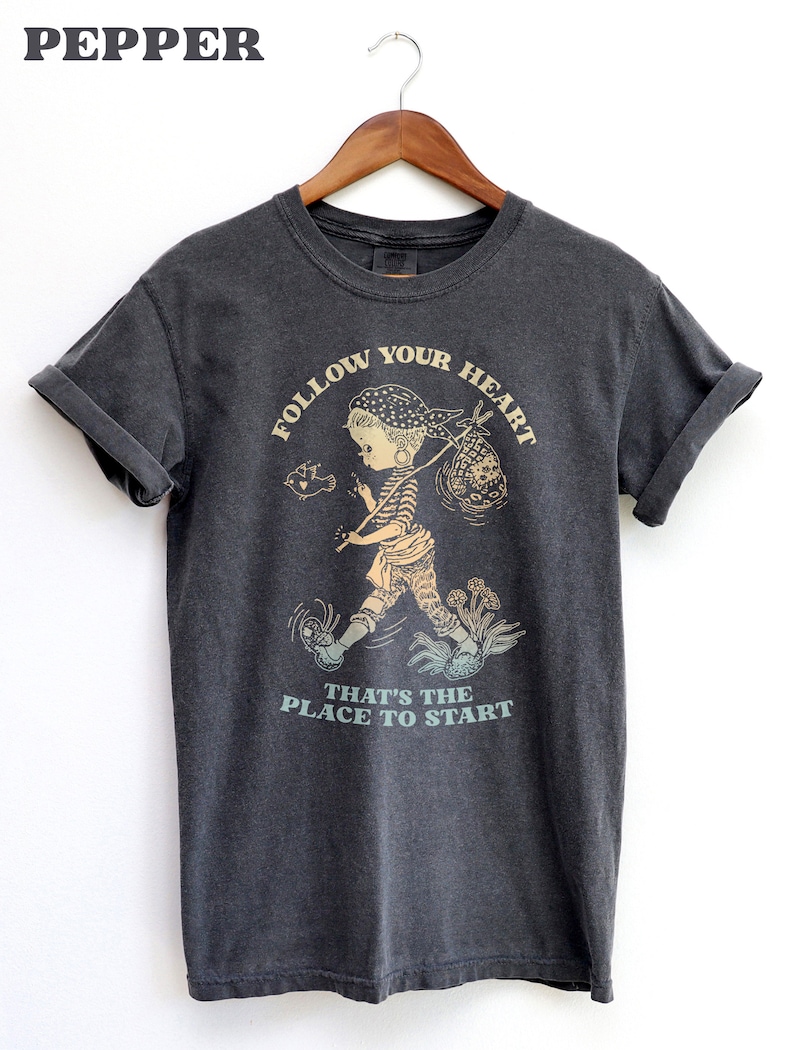 Follow Your Heart Nomad BOHO Shirt, Nomad Girl Positive Message T-shirt, Hippie Girl with Bird, Comfort Colors Festival Tee