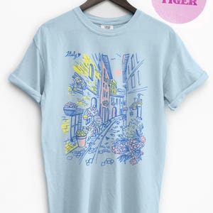 Italy Travel T-Shirt, Retro Italy Fashion tee, Hand Drawn graphic Tee, Casual Wear, Women's Gift, Italy Vacation Tee, Comfort Colors®