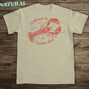 Maine Lobster Vacation Tshirt, Vintage style graphic tee, natural color shirt