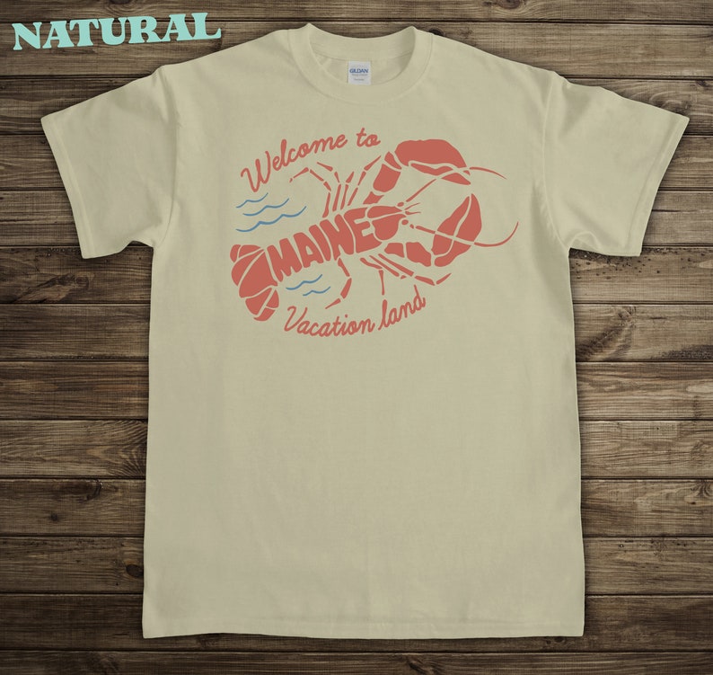 Maine Lobster Vacation Tshirt, Vintage style graphic tee, natural color shirt