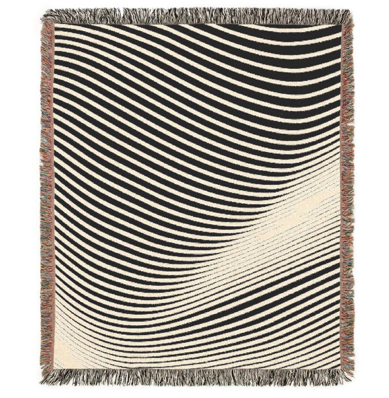 BOHO Stripes Woven Blanket, Y2K Abstract Stripe Pattern, Minimalism Home decor, Minimalism Blanket, OP Art Pattern, Home Warming Gift