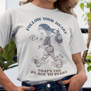 Follow Your Heart Nomad BOHO Shirt, Nomad Girl Positive Message T-shirt, Hippie Girl with Bird, Comfort Colors Festival Tee