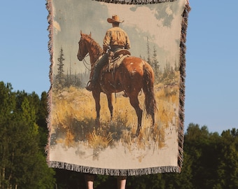 Cowboy Country gewebte Decke, 100% Baumwolle, handgefertigt