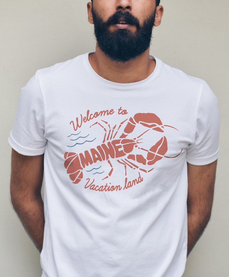 Maine Lobster Vacation Tshirt, Vintage style graphic tee, men's shirt