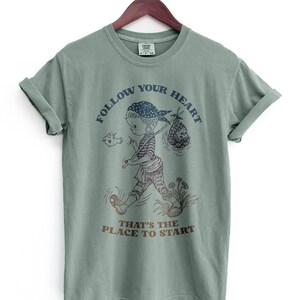 Follow Your Heart Nomad BOHO Shirt, Nomad Girl Positive Message T-shirt, Hippie Girl with Bird, Comfort Colors Festival Tee