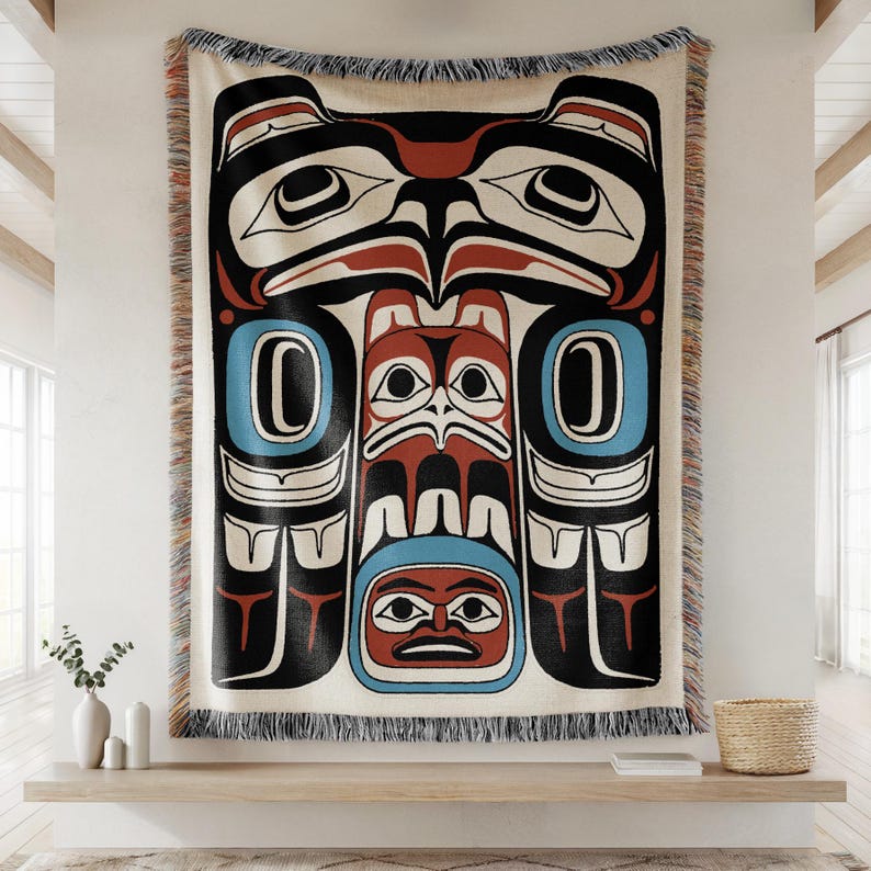 Haida Eagle Woven Blanket, Tribal Art Throw Blanket, Native American ...