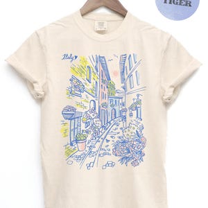 Italy Travel T-Shirt, Retro Italy Fashion tee, Hand Drawn graphic Tee, Casual Wear, Women's Gift, Italy Vacation Tee, Comfort Colors®