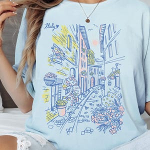 Italy Travel T-Shirt, Retro Italy Fashion tee, Hand Drawn graphic Tee, Casual Wear, Women's Gift, Italy Vacation Tee, Comfort Colors®