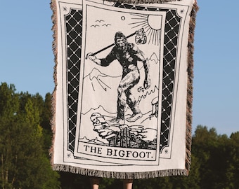 Geweven Bigfoot-tarotkaartdeken, 100% katoenen plaid