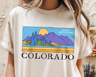 Retro Colorado Sunset T-Shirt, Vintage Style Rocky Mountains T-Shirt, Colorado State, Rocky Mt.'s Souvenir Shirt, Outdoor Lifestyle, Wanderer Geschenk