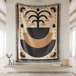 Bohemian Art Deco Style, Geo Tribal Woven Blanket, Cozy Bohemian Throw for Home Decor, Modern Tapestry, Housewarming gift,  Boho Home Decor