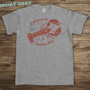 Maine Lobster Vacation Tshirt, Vintage style graphic tee, Grey Heather shirt