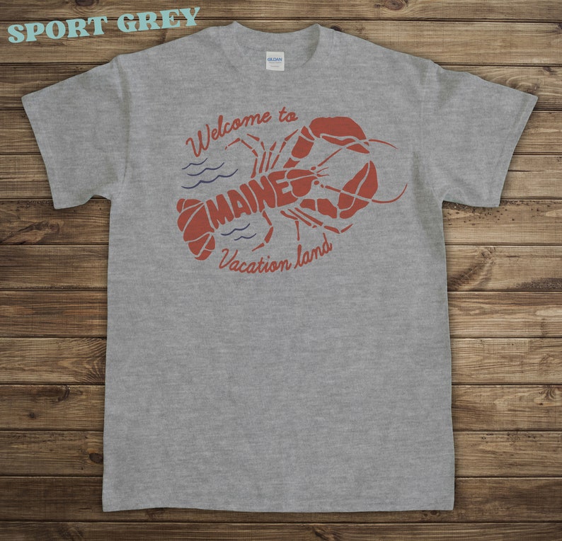 Maine Lobster Vacation Tshirt, Vintage style graphic tee, Grey Heather shirt