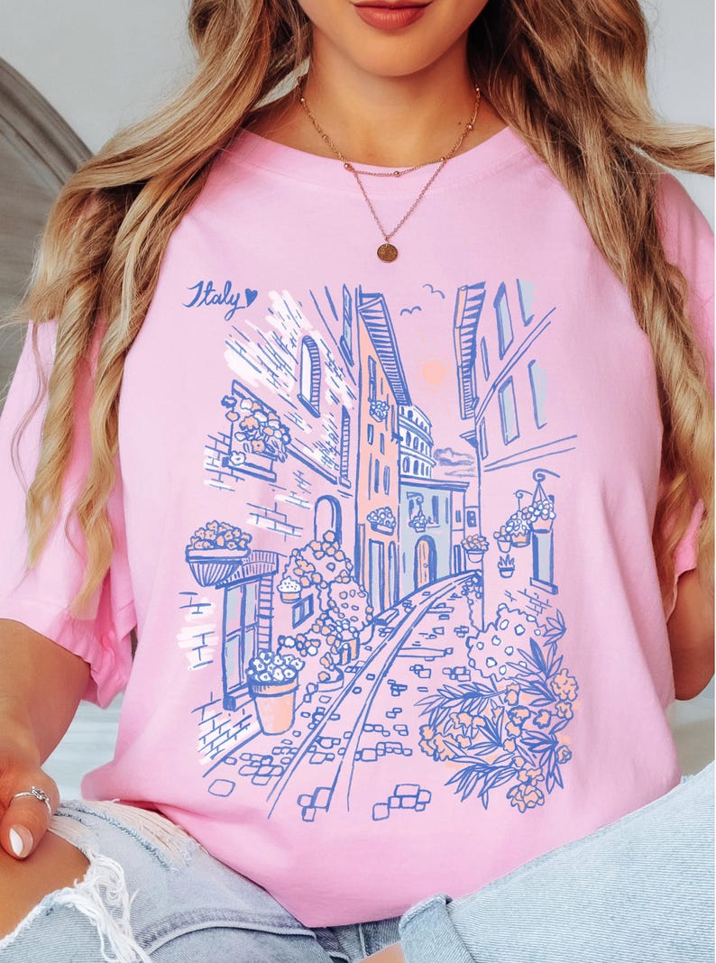Italy Travel T-Shirt, Retro Italy Fashion tee, Hand Drawn graphic Tee, Casual Wear, Women's Gift, Italy Vacation Tee, Comfort Colors®