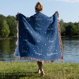Astrology Sign Woven Blanket, Zodiac Sign, Star Signs Throw Blanket, Astrology Decor, Astrologer Gift, Boho home decor, celestial home decor