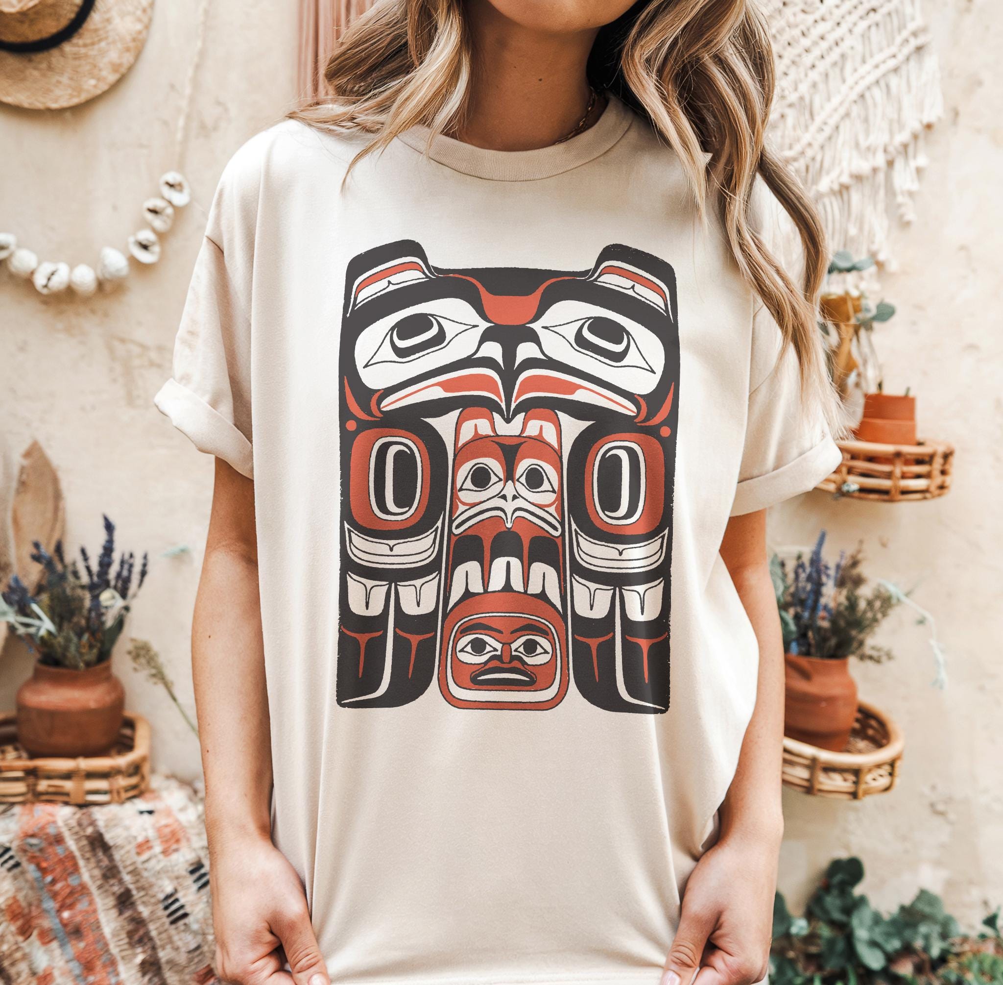 ハイダ族イーグルTシャツ、イーグルメディスンシャツ、コートサ 