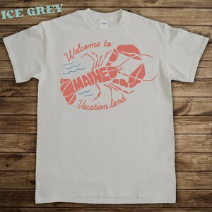 Maine Lobster Vacation Tshirt, Vintage style graphic tee, grey shirt