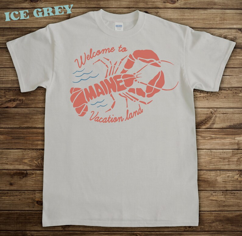 Maine Lobster Vacation Tshirt, Vintage style graphic tee, grey shirt