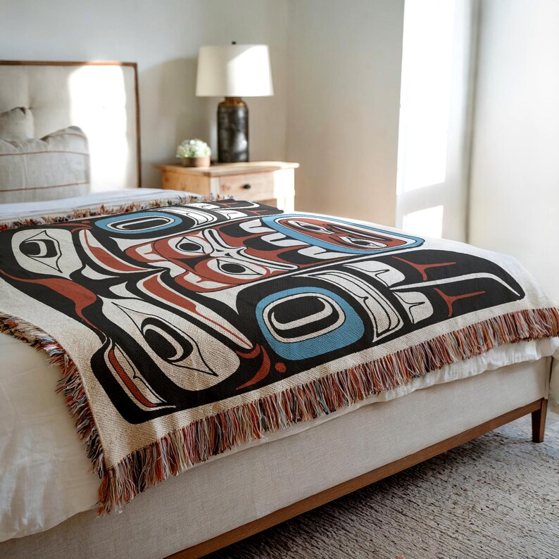 Haida Eagle Woven Blanket, Tribal Art Throw Blanket, Native American ...