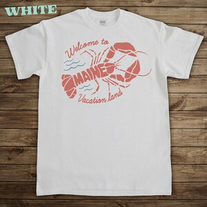 Maine Lobster Vacation Tshirt, Vintage style graphic tee, white Shirt