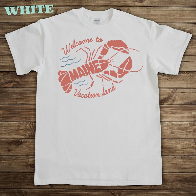 Maine Lobster Vacation Tshirt, Vintage style graphic tee, white Shirt