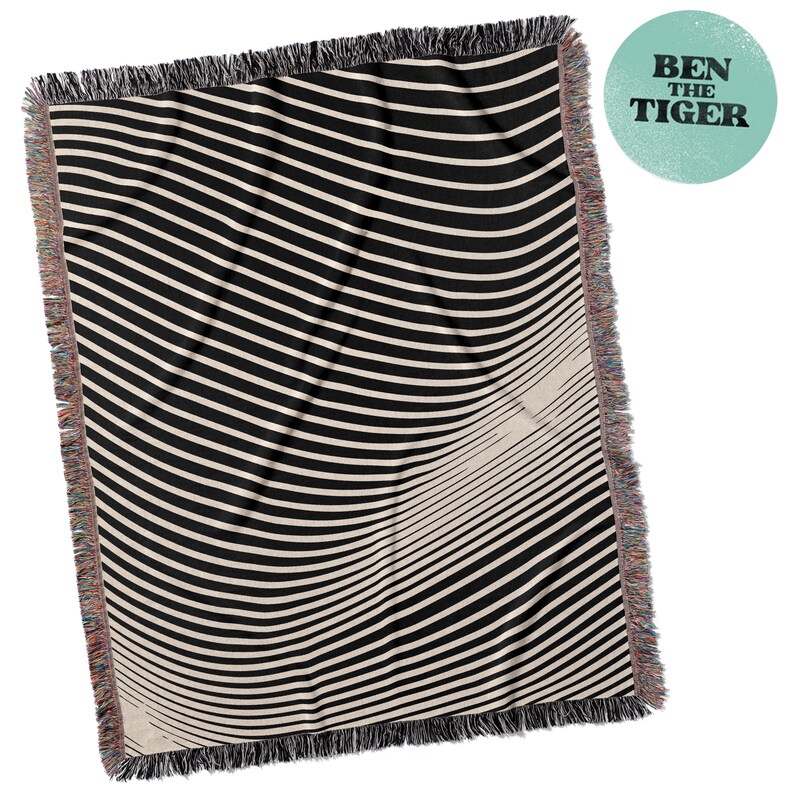 BOHO Stripes Woven Blanket, Y2K Abstract Stripe Pattern, Minimalism Home decor, Minimalism Blanket, OP Art Pattern, Home Warming Gift