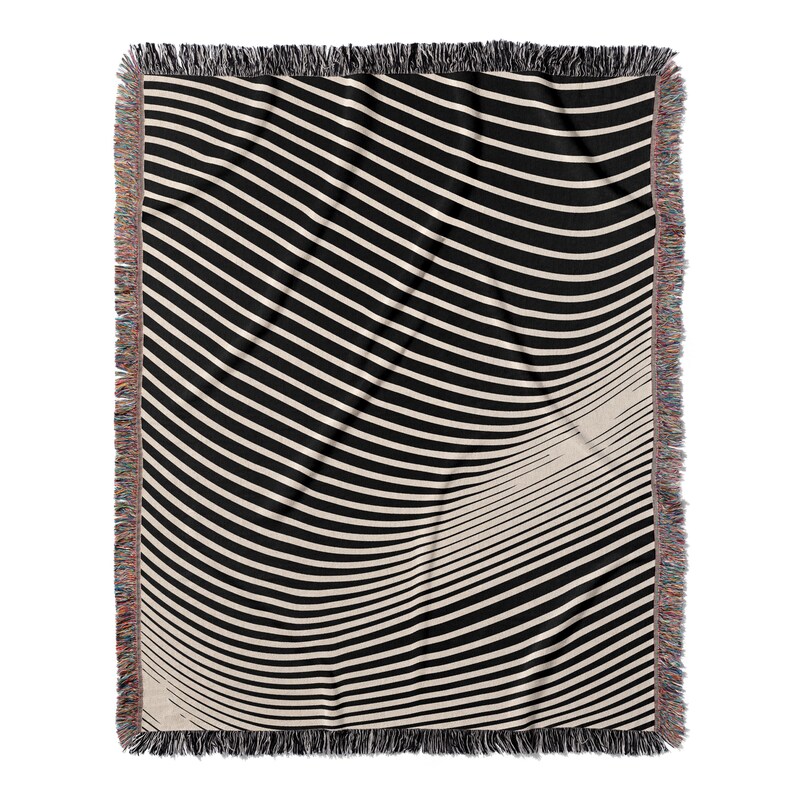 BOHO Stripes Woven Blanket, Y2K Abstract Stripe Pattern, Minimalism Home decor, Minimalism Blanket, OP Art Pattern, Home Warming Gift