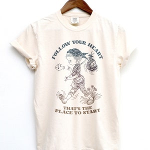 Follow Your Heart Nomad BOHO Shirt, Nomad Girl Positive Message T-shirt, Hippie Girl with Bird, Comfort Colors Festival Tee