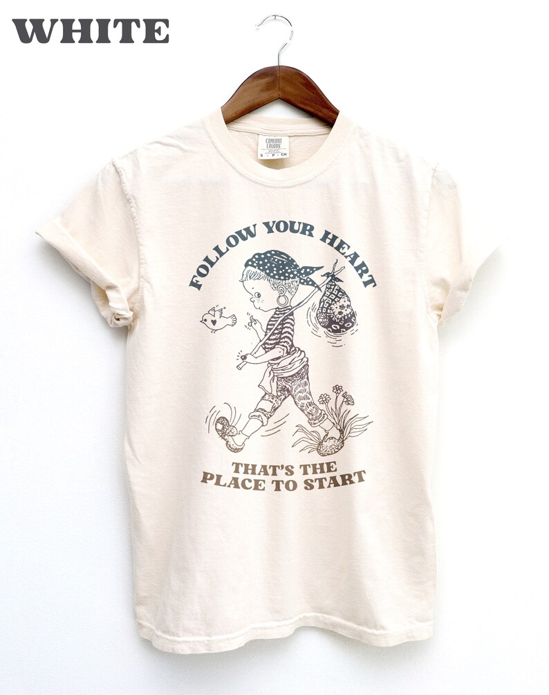 Follow Your Heart Nomad BOHO Shirt, Nomad Girl Positive Message T-shirt, Hippie Girl with Bird, Comfort Colors Festival Tee