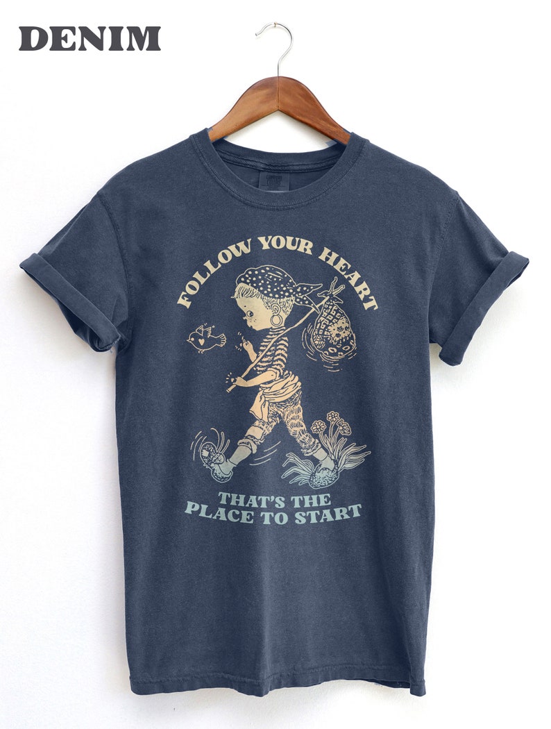 Follow Your Heart Nomad BOHO Shirt, Nomad Girl Positive Message T-shirt, Hippie Girl with Bird, Comfort Colors Festival Tee