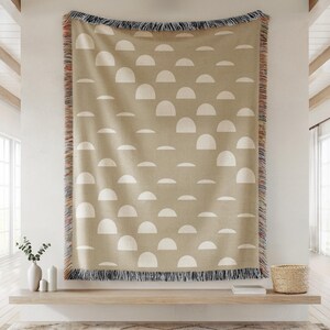Sunset Geo Woven Blanket, Boho Pattern Throw Blanket, Retro Abstract Design, BOHO Home Decor, Geometric Design Home accent, Modern Design