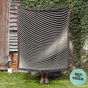 BOHO Stripes Woven Blanket, Y2K Abstract Stripe Pattern, Minimalism Home decor, Minimalism Blanket, OP Art Pattern, Home Warming Gift
