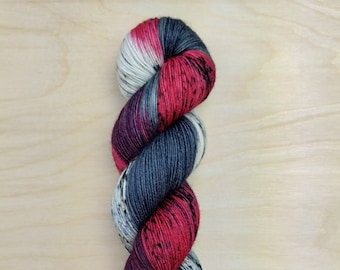 RED ROOM - Handdyed and Speckled Yarn, Twin Peaks Inspired, Fingering/Sock Weight, 75/25 Merino Wool & Nylon