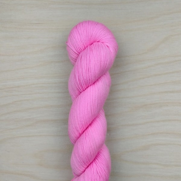 ECSTATIC - Handdyed Tonal Yarn, Neon Pink, Fingering/Sock Weight, 75/25 Merino Wool & Nylon