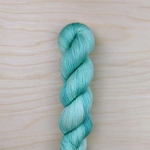 SPEARMINT - Handdyed Tonal Mint Green Yarn, Fingering/Sock Weight, 75/25 Merino Wool & Nylon