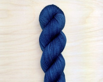 INKY - Handdyed Tonal Navy Blue Yarn, Fingering/Sock Weight, 75/25 Merino Wool & Nylon